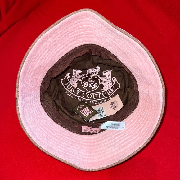 NWT JUICY COUTURE Scottie Dog Logo Pink Terry Bucket Hat Beach Sun Vintage Rare! main image 5